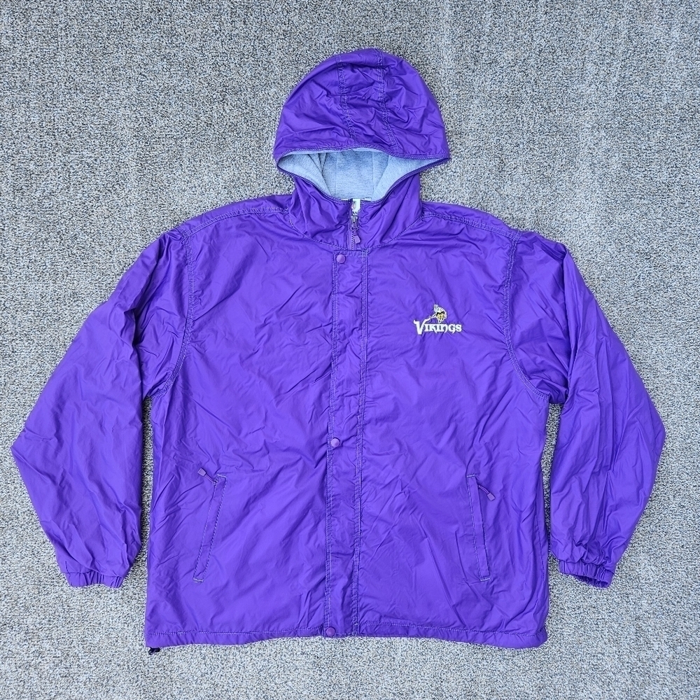 NFL Team Apparel Vikings Jacket Hooded Coat Purple Zip Up Jacket Mens Womens XL